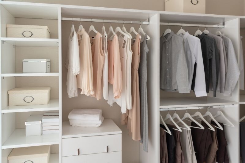 modern simple custom made wardrobes filled with clothes