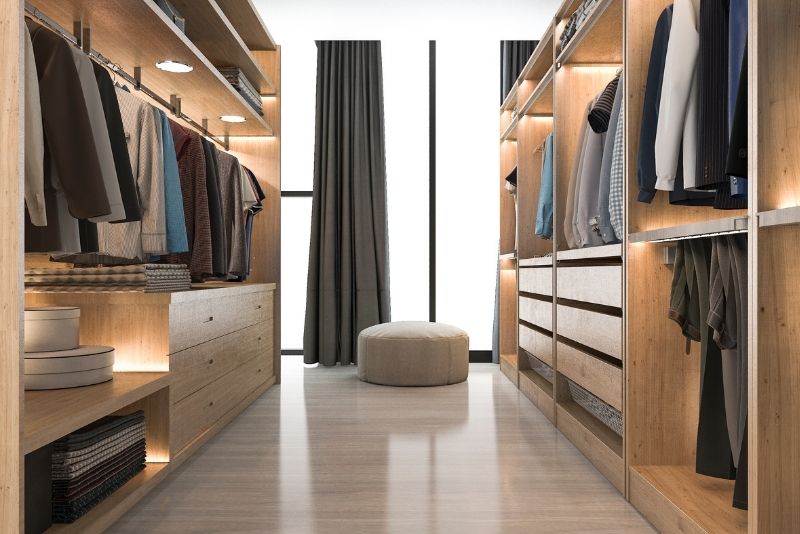 a clean and tidy walk-in wardrobe Newcastle