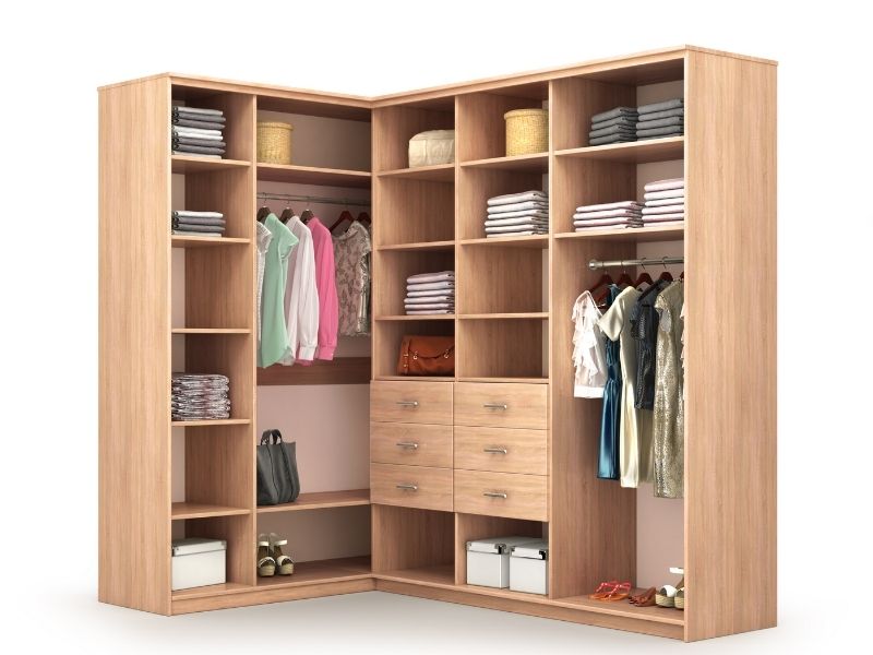 small storage solution featuring hinged door wardrobes