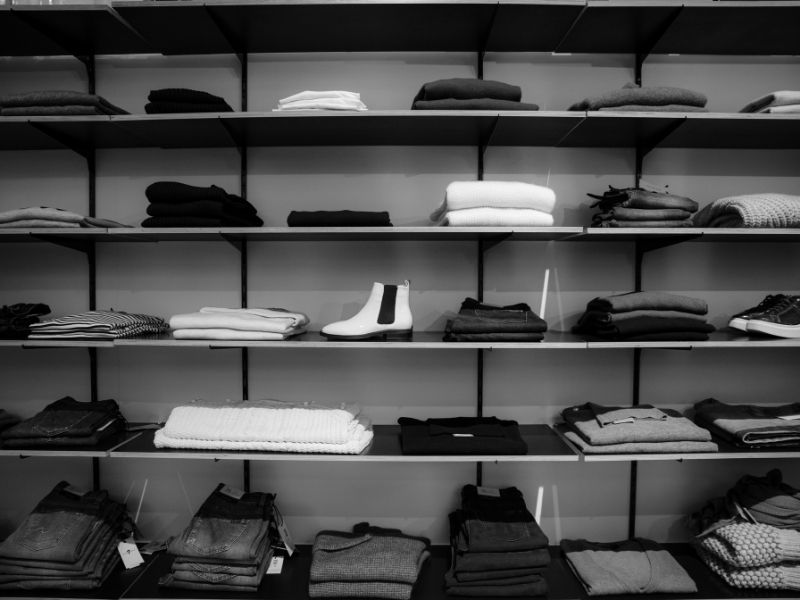 organised and neat black & white coloured clothesclothes