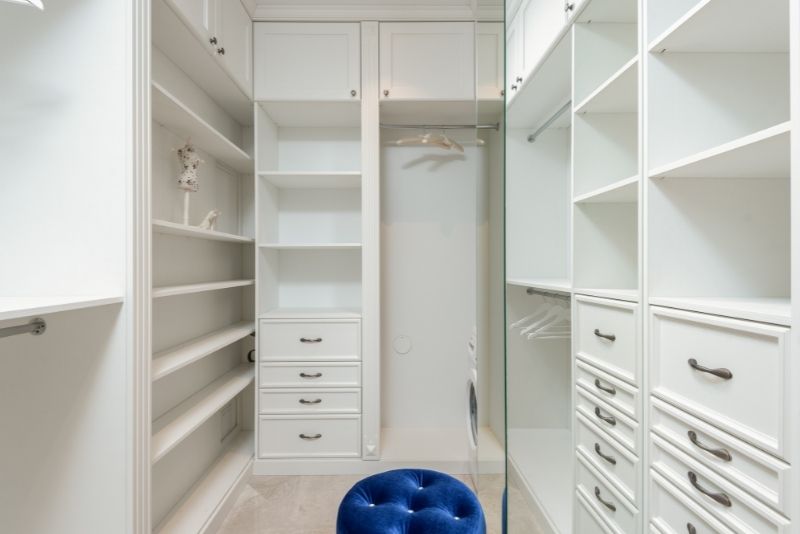 White built-in side by side wardrobe